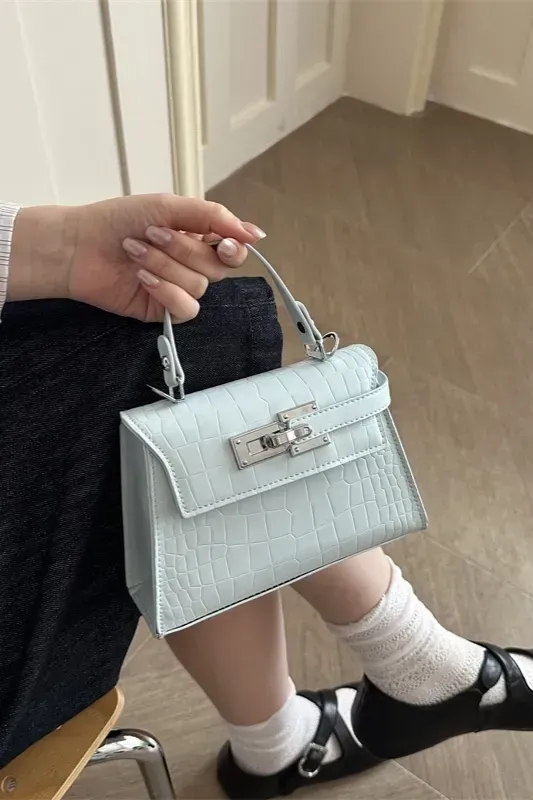 Light Blue Solid Pu Flap Bag - Image 1