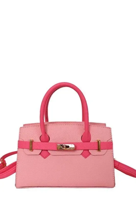 Pink Contrast Shoulder Bag - Image 1