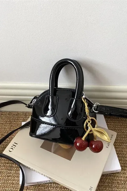 Black Solid Charm Pu Shoulder Bag - Image 1