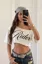 White Typography One Shoulder T-Shirt