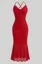Red Solid Cowl Neck Midi Dress