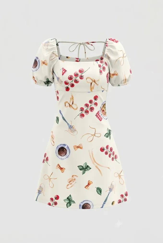 White Floral Printed Mini Dress - Image 1