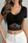 Black Lace Overlay Crop Top