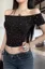 Black Star Print Crop T-Shirt