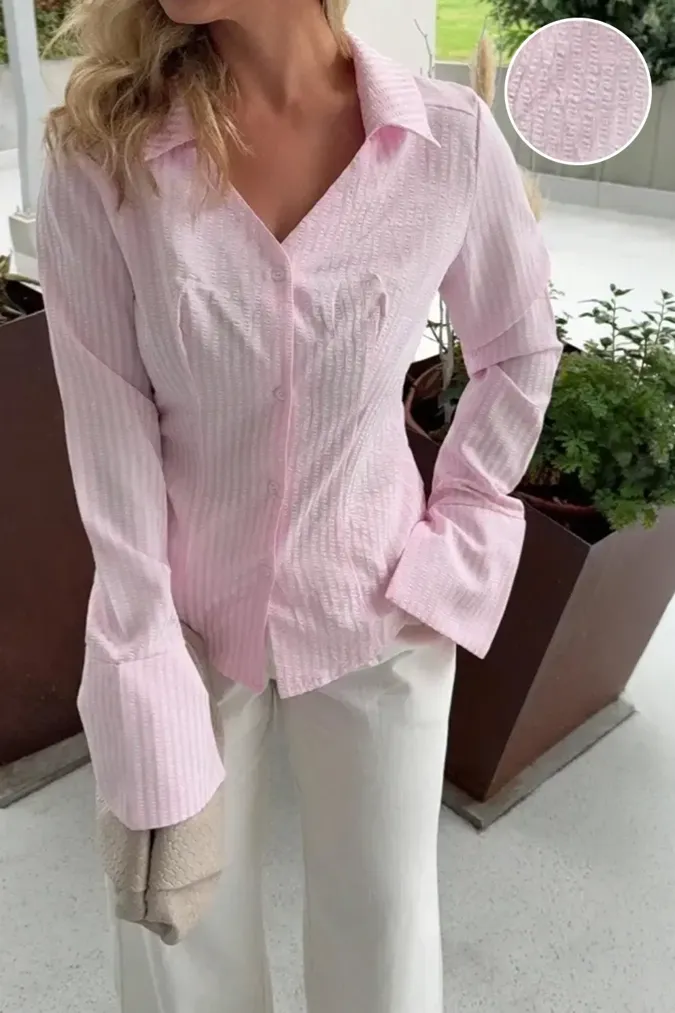 Light Pink Striped Shirt - Image 1