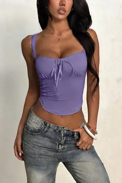 Purple Sweetheart Tie-Up Crop Top - Image 1