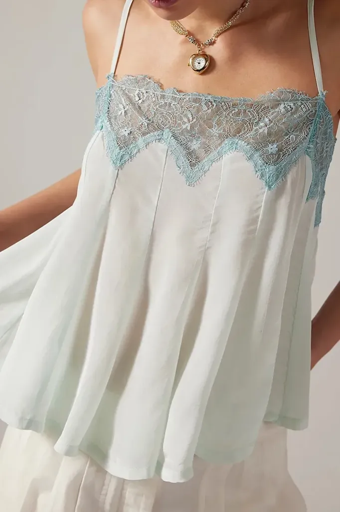 Light Blue Lace Sweetheart Top - Image 1