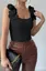 Black Floral Square Neck Top