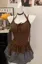 Brown Polka Dot Top With Lace Scarf
