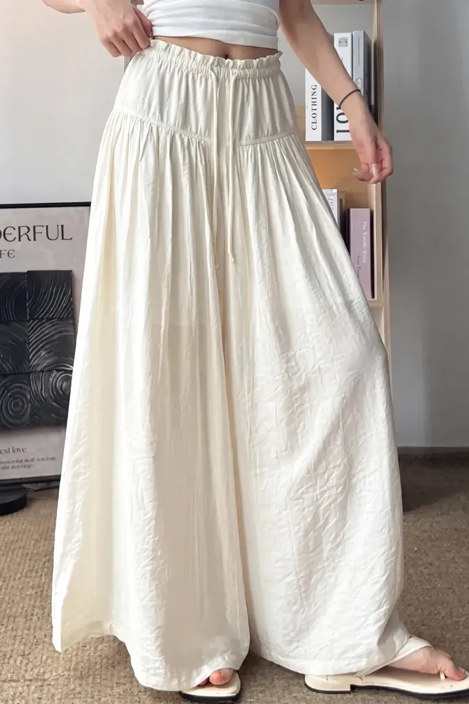 White Mid Rise Wide Leg Trousers - Image 1