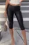 Black Solid Pu Capri Pants