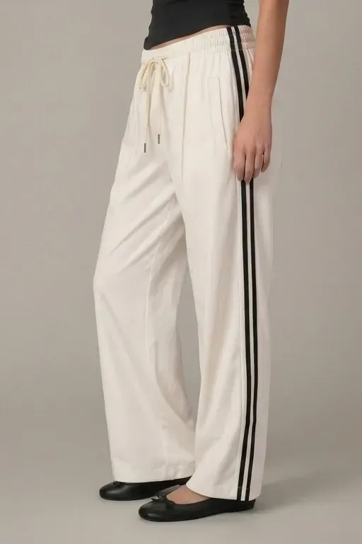 White Striped Loose Fit Pants - Image 1