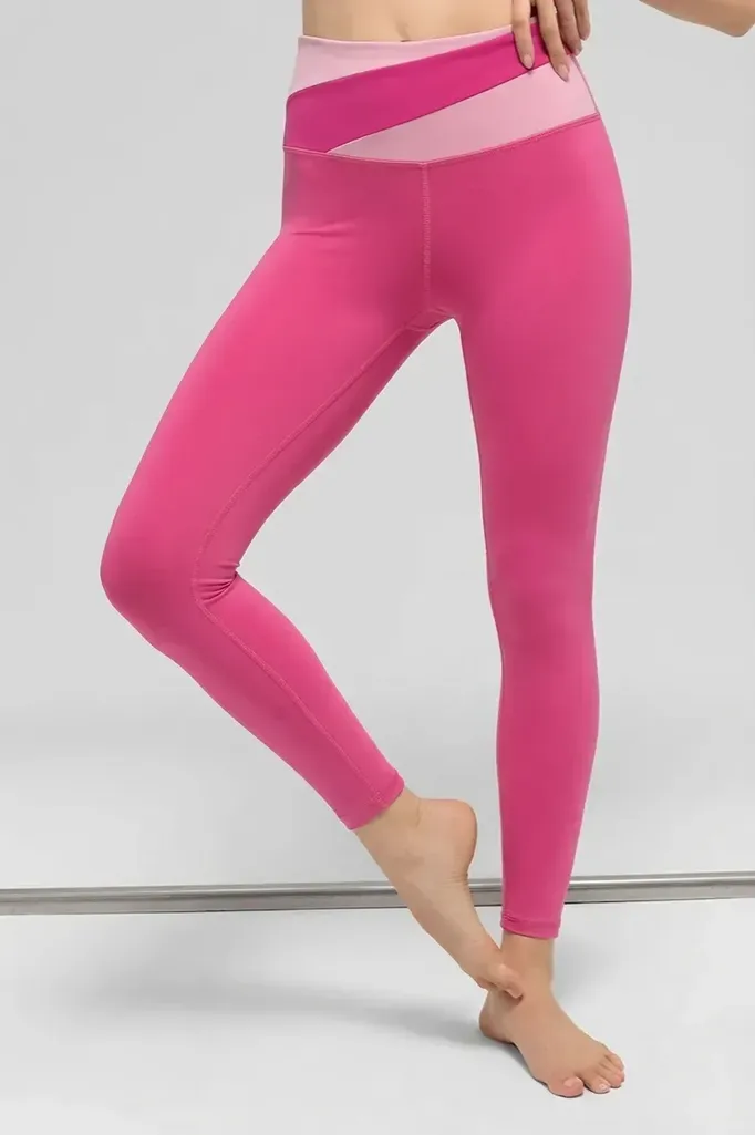 Pink Monochromatic Mid Rise Leggings - Image 1