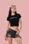 Black Typography Crop T-Shirt