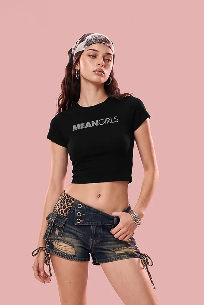 Black Typography Crop T-Shirt - Image 1