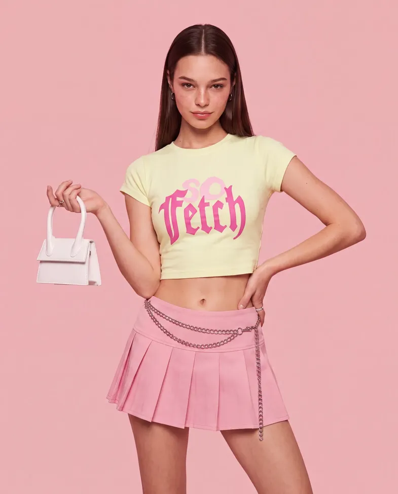 Beige Typography Crop T-Shirt - Image 1