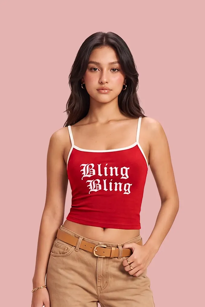 Red Typography Crop T-Shirt - Image 1