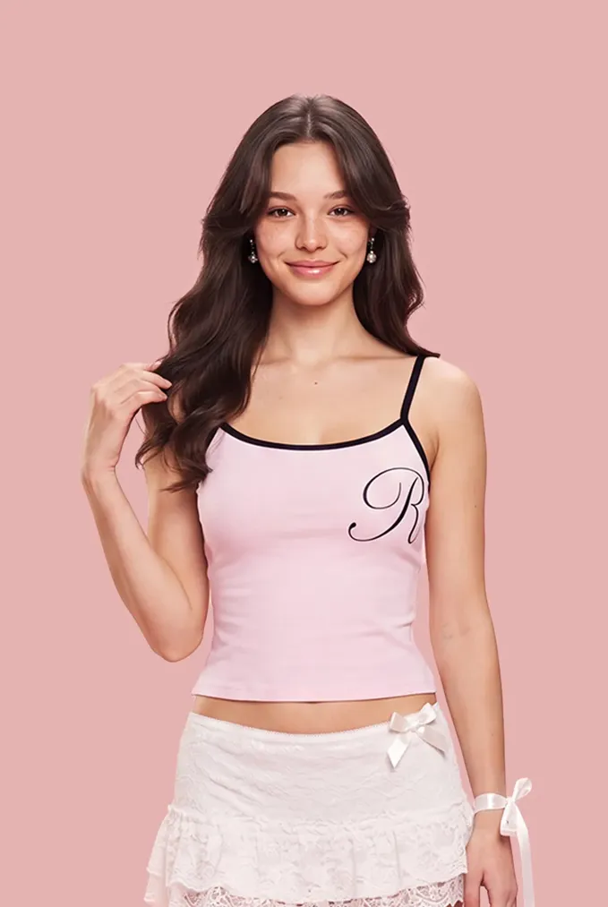 Pink Typography Scoop Neck T-Shirt - Image 1