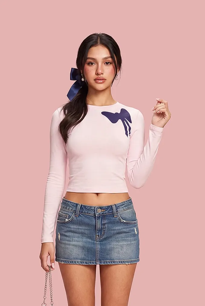 Pink Graphic Print Crew Neck - Image 1