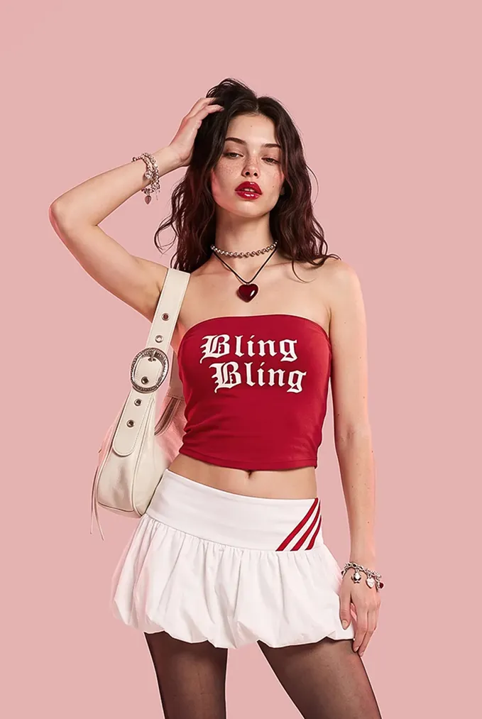 Red Typography Tube T-Shirt - Image 1