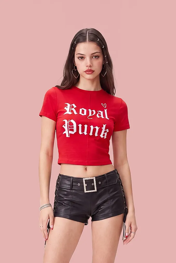 Red Typography Crew Neck T-Shirt - Image 1