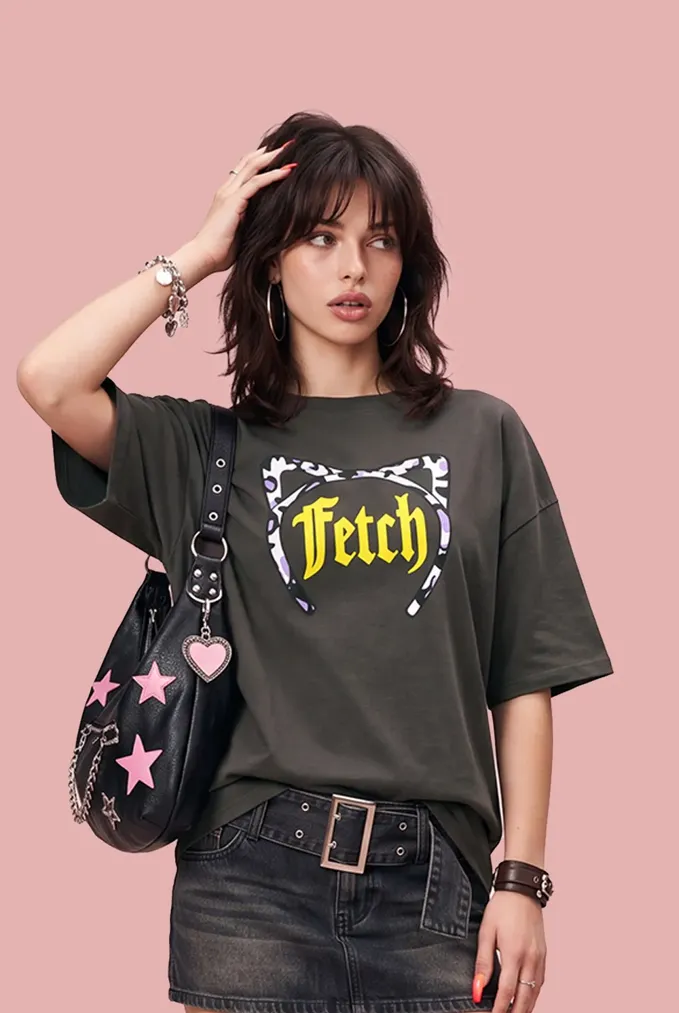 Grey Typography Crew Neck T-Shirt - Image 1