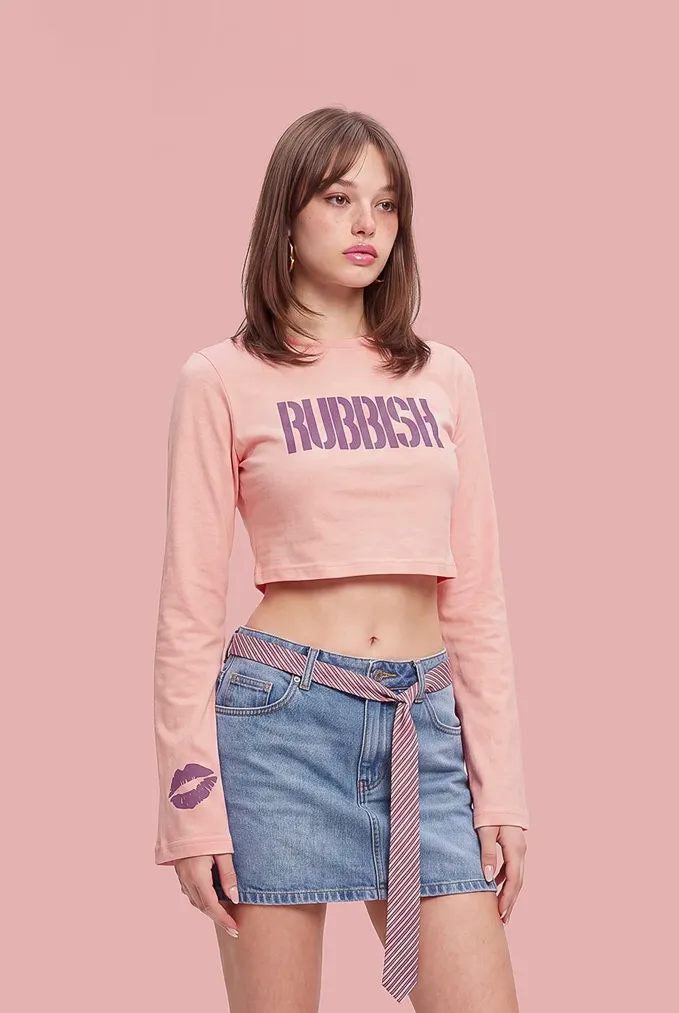 Pink Typography Flared Sleeves T-Shirt - Image 1