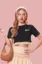 Grey Typography Crop T-Shirt