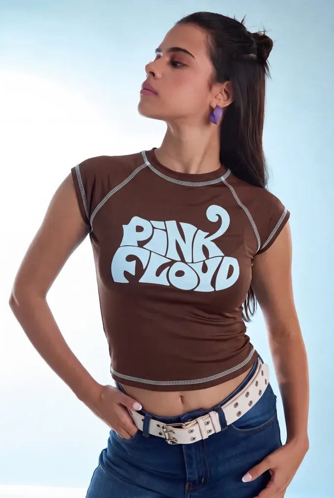 Brown Typography Raglan Sleeve Top - Image 1