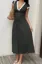 Black Polka Dot V-Neck Midi Dress