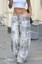 Grey Abstract Printed Mid Rise Trousers