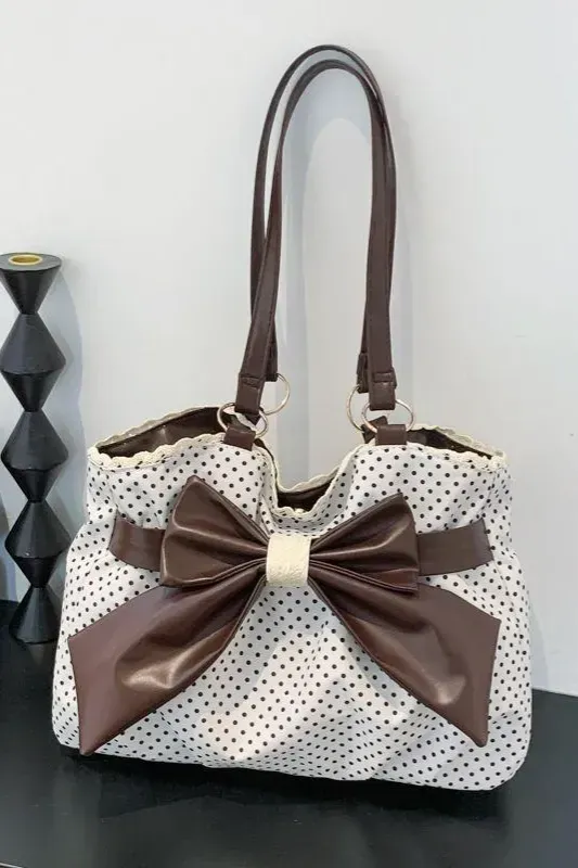 Brown Polka Dot Tote Bag - Image 1