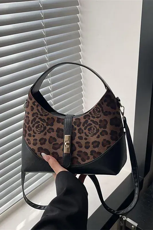 Brown Leopard Print Shoulder Bag - Image 1