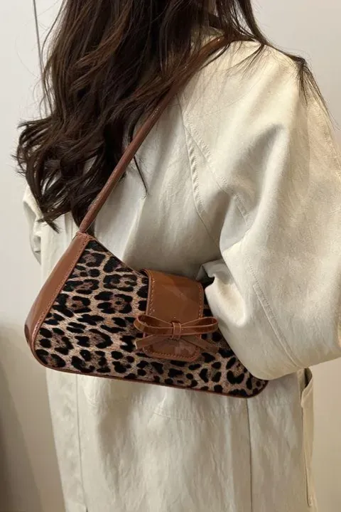 Brown Leopard Print Shoulder Bag - Image 1