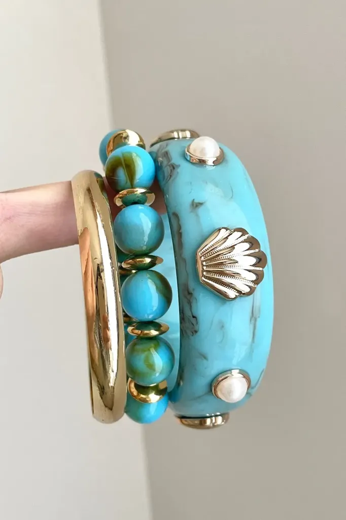Turquoise Shell Set Of 3 Bracelets - Image 1