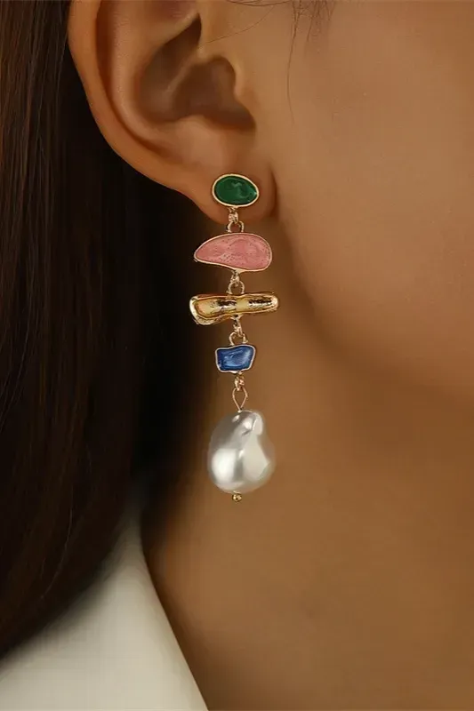 Multi-Colour Drop Statement Earrings - Image 1