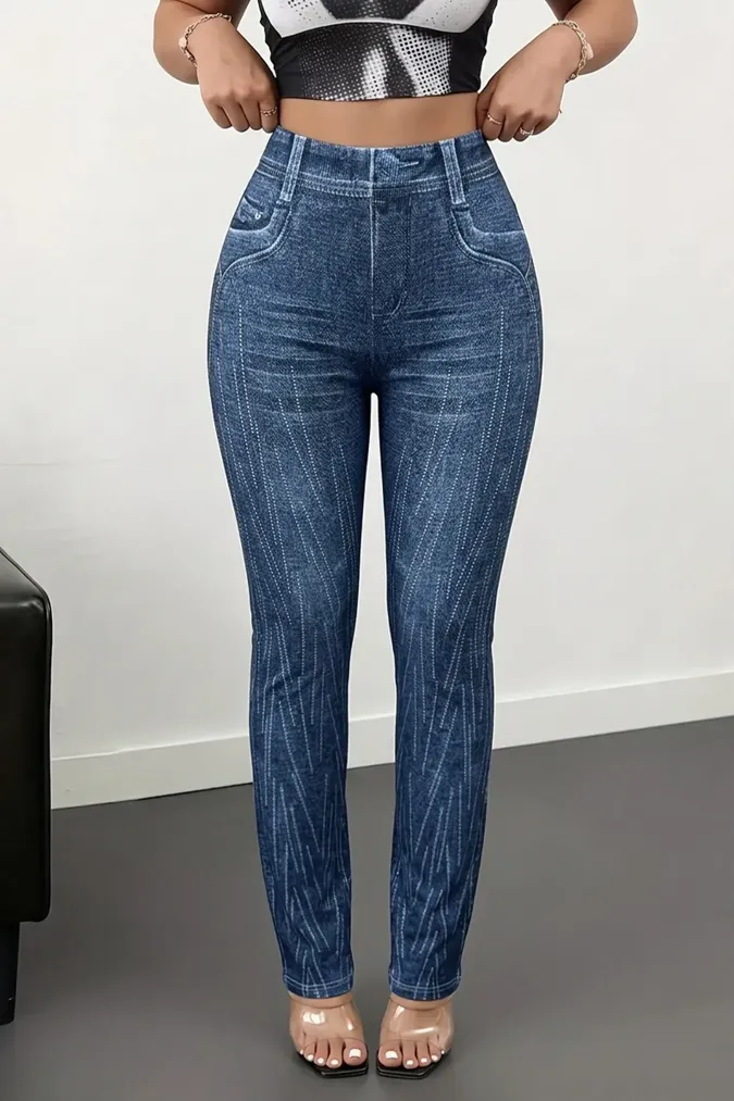 Dark Blue High-Rise Trousers - Image 1