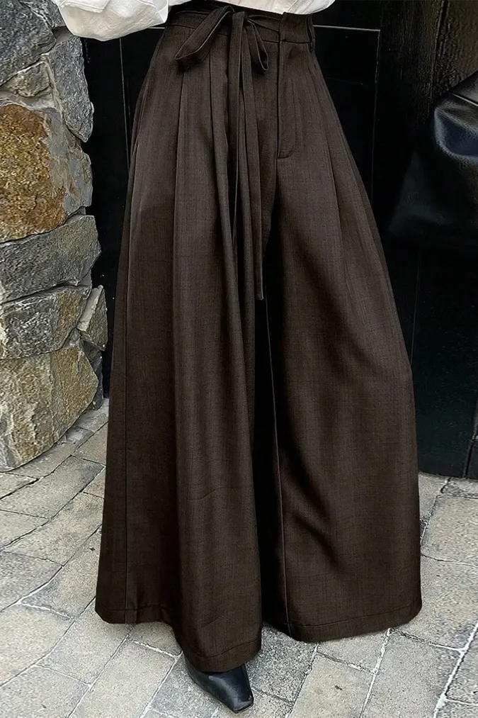 Dark Brown Solid Mid Rise Trousers - Image 1