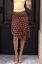 Brown Draped Polka Dot Midi Skirt