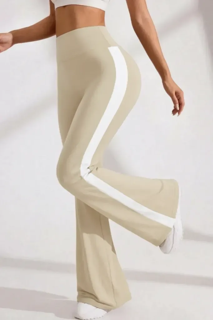 Beige High Rise Bootcut Trousers - Image 1