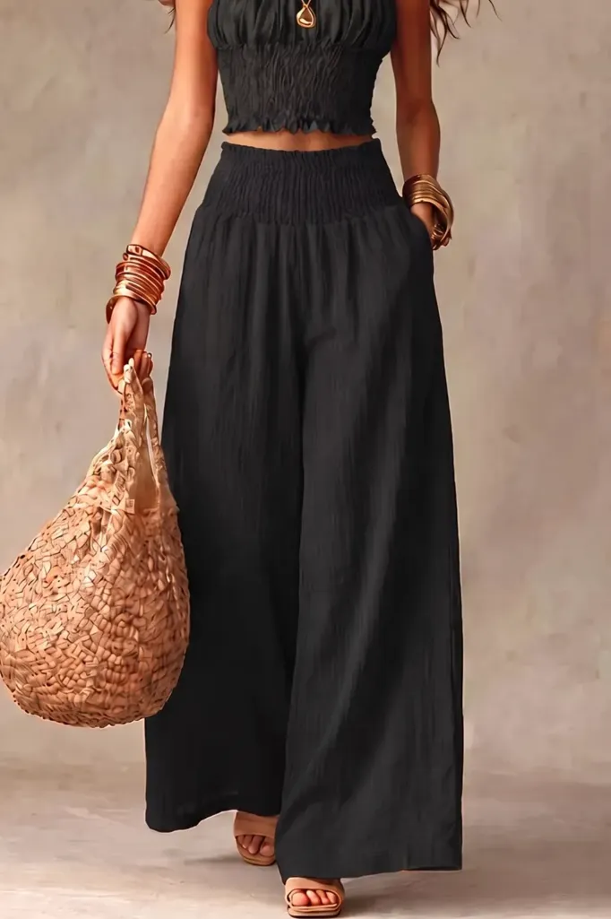 Black High Rise Wide Leg Pants - Image 1