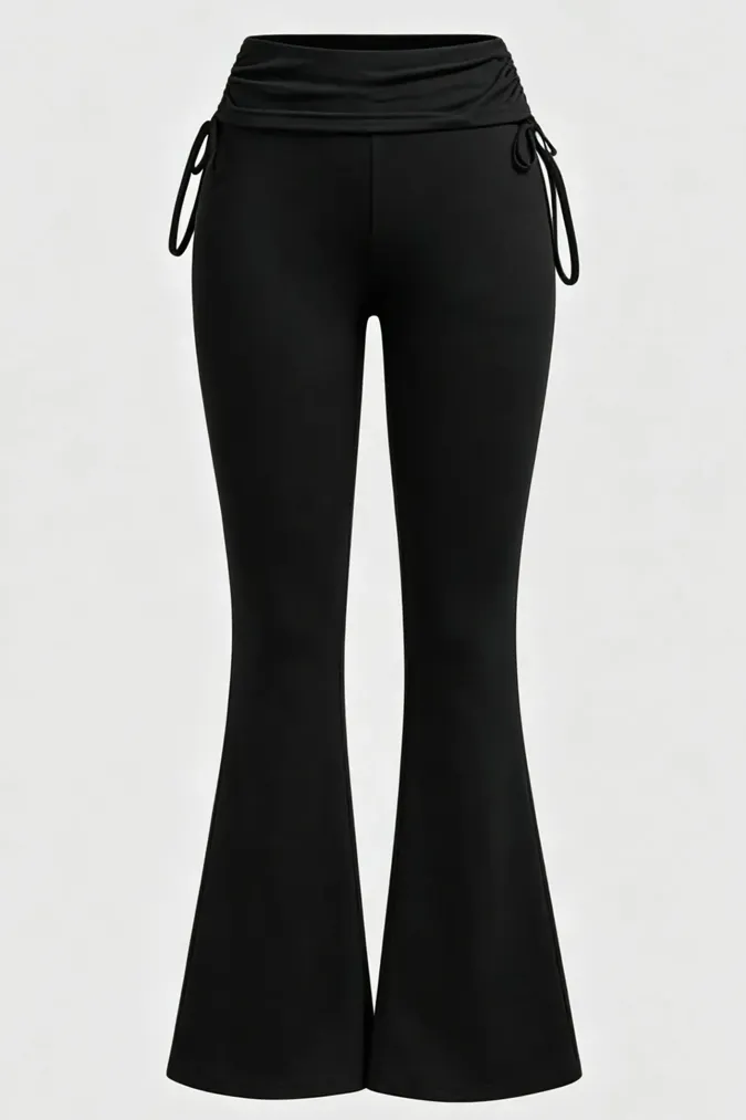 Black Mid Rise Bootcut Pants - Image 1
