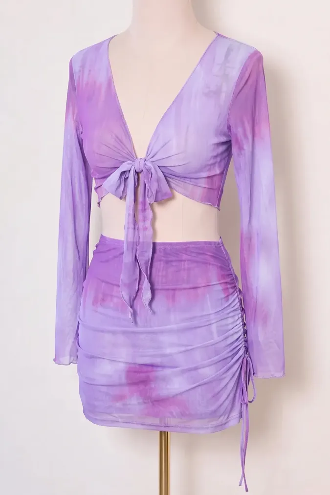 Purple Ruched Ombre Co-Ord Set - Image 1