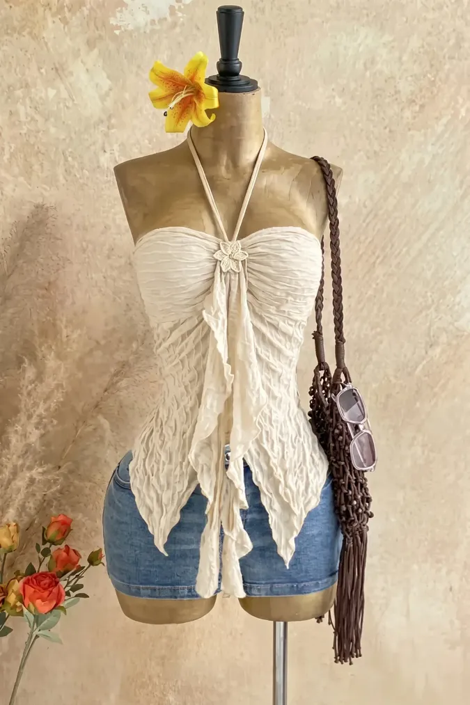 Cream Halter Neck Top - Image 1