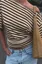 Brown Striped One Shoulder T-Shirt