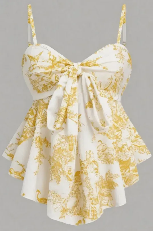 Yellow Sweetheart Floral Knot Top - Image 1