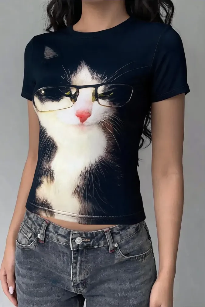 Black Graphic Print T-Shirt - Image 1
