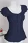 Navy Blue Solid Ruffled Top