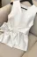 White Solid V-Neck Knot Top