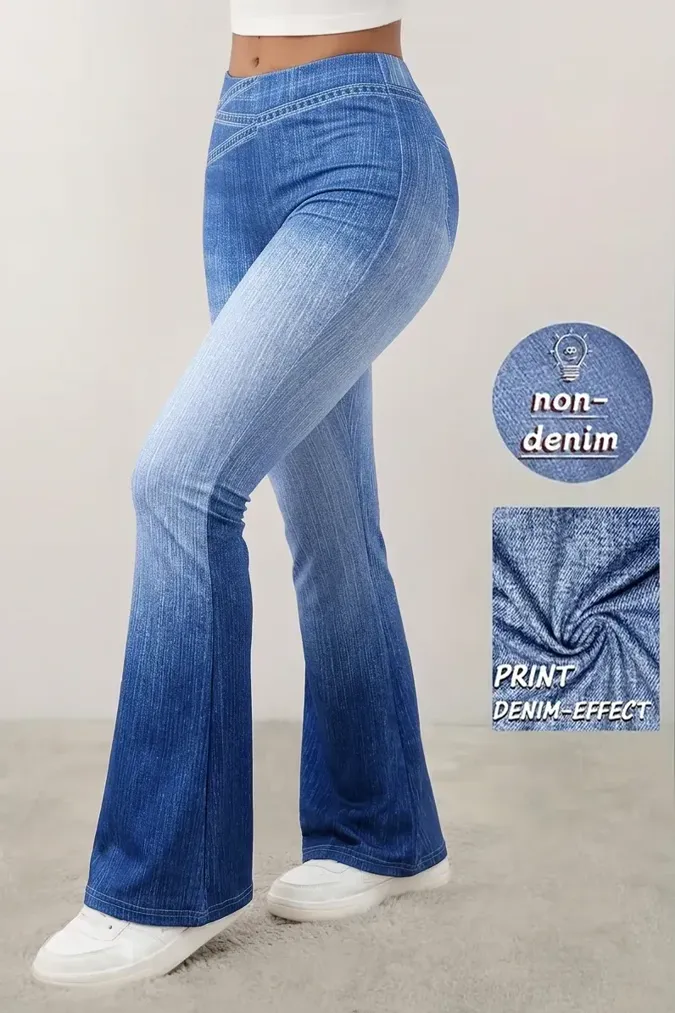 Blue High Rise Bootcut Trousers - Image 1